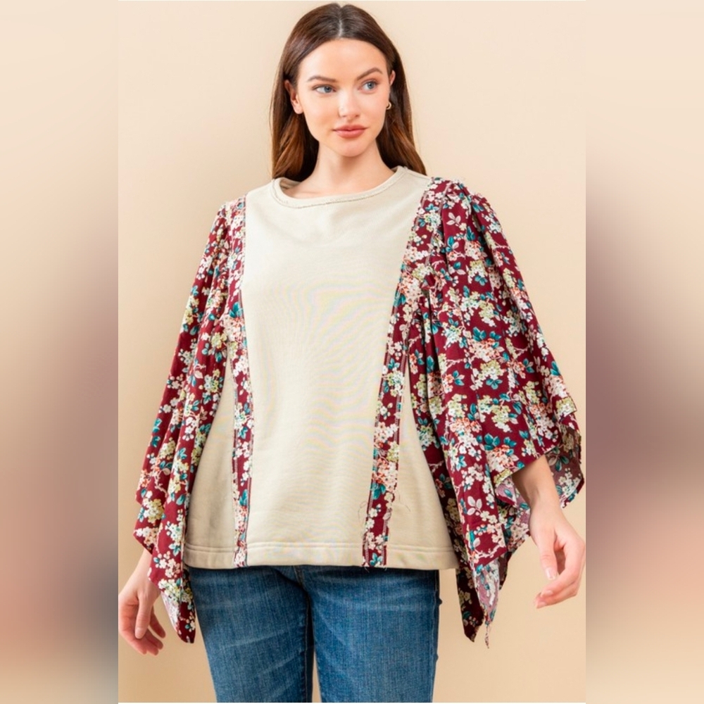 NEW!!! Oddi Floral Flutter Sleeve Blouse, NWT - Picture 4 of 8